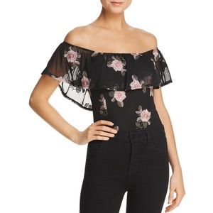 Band Of Gypsies Ruffled Floral Print Bodysuit